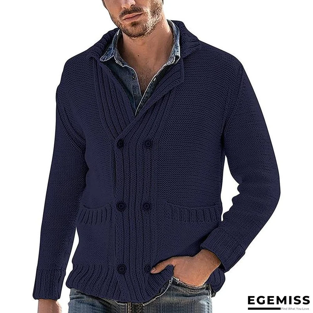 Cardigan Men's Fashion Solid Color Lapel Long Sleeve Knitted Coat | EGEMISS
