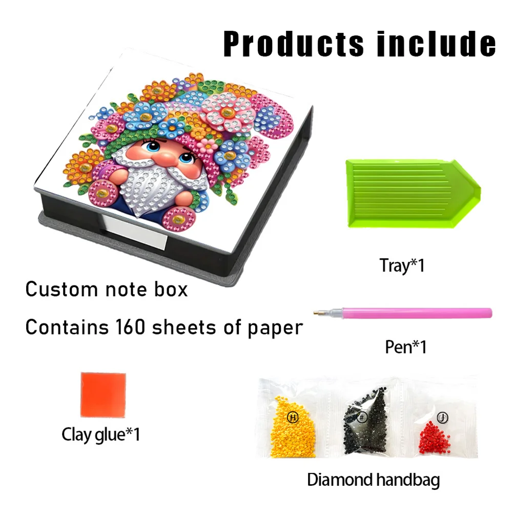 5D DIY PU Diamond Painting Memo Pad Holder with 160 Sheets Paper (Goblin)