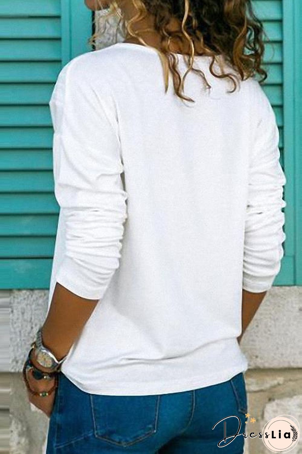 Classic V-neck Long Sleeves Basic Tops