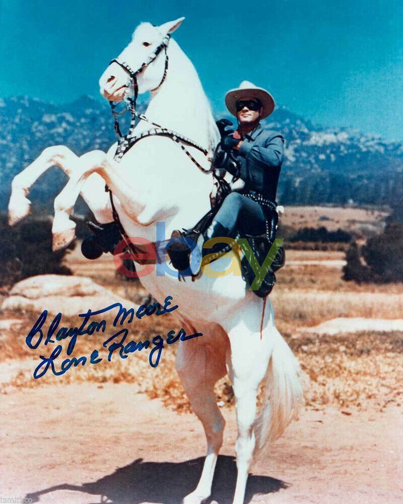 Clayton Moore Signed Reprint The Lone Ranger 8x10 Photo Poster painting