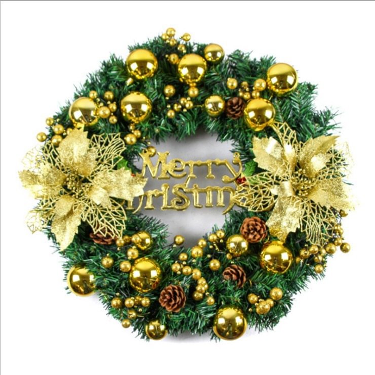 Gold Silver Red Christmas Balls And Berries Artificial Christmas Wreaths For Front Door、、sdecorshop