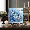 (Framed)Diamond Painting -DIY Round Drill Blue Flowers and Birds with Frame(25x25cm)