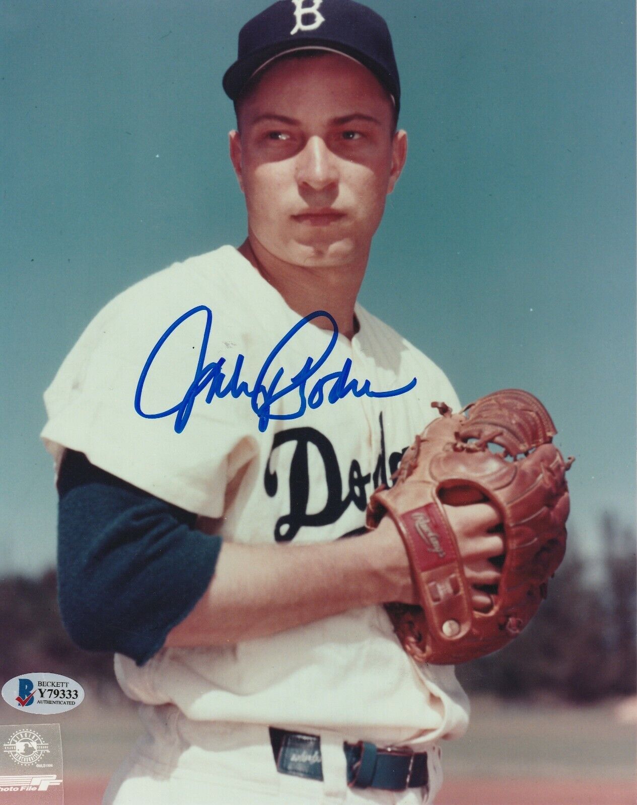 JOHNNY PODRES Signed Brooklyn DODGERS 8x10 Photo Poster painting with Beckett COA