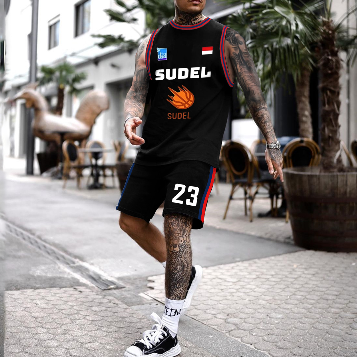 Men's Sudel Basketball Sleeveless Tank Jersey Set
