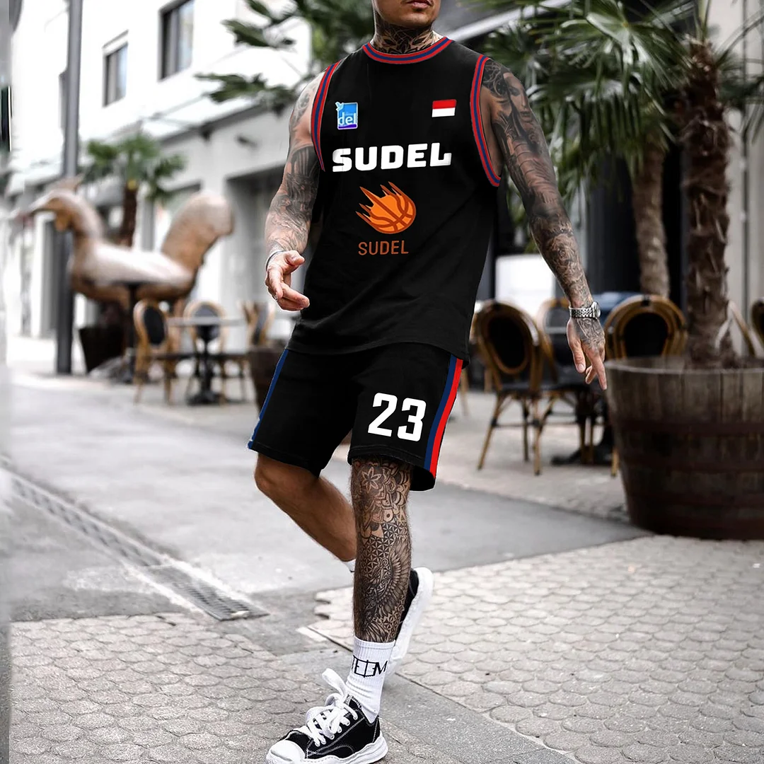 Men's Sudel Basketball Sleeveless Tank Jersey Set