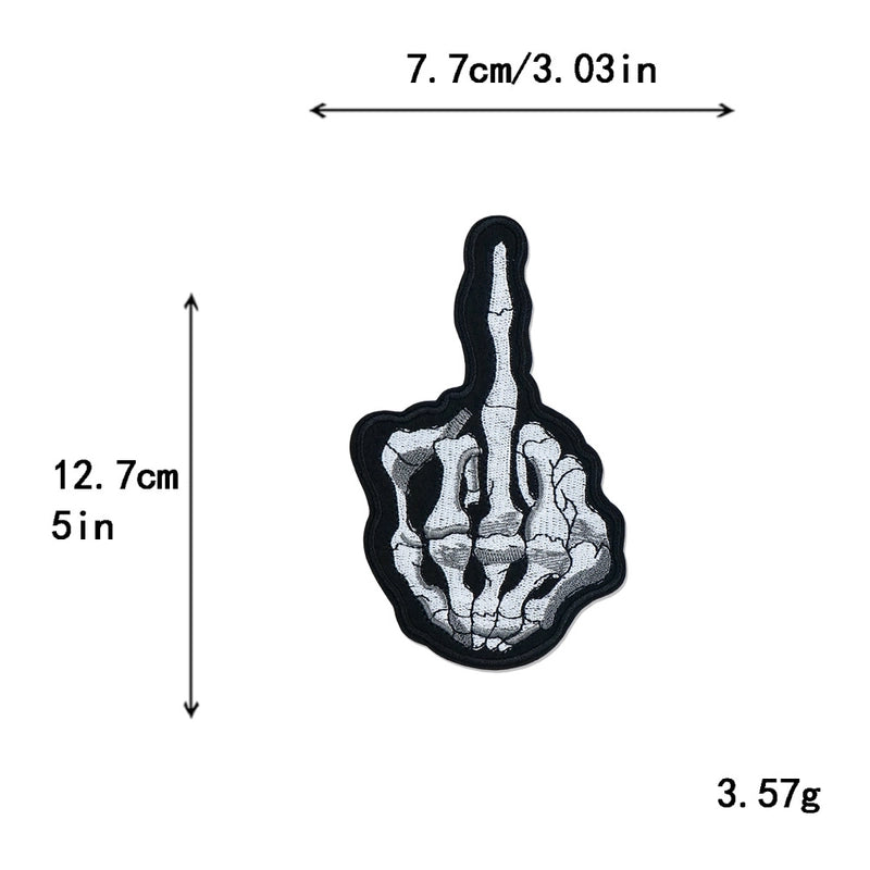 5 Pieces Factory In Stock Halloween Skull Finger Middle Finger Playing Card Clothing Accessories Embroidery Cloth Patch Patch