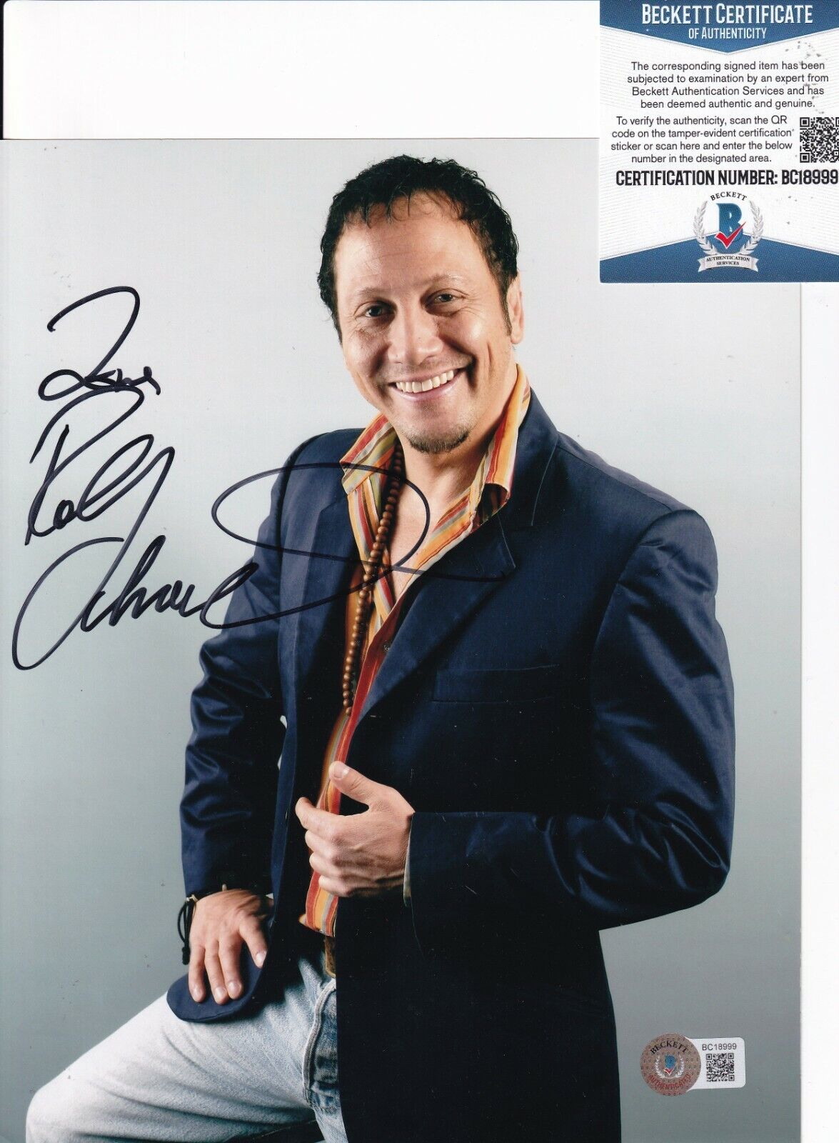 ROB SCHNEIDER signed (DEUCE BIGALOW) Movie 8X10 Photo Poster painting BECKETT BAS BC18999