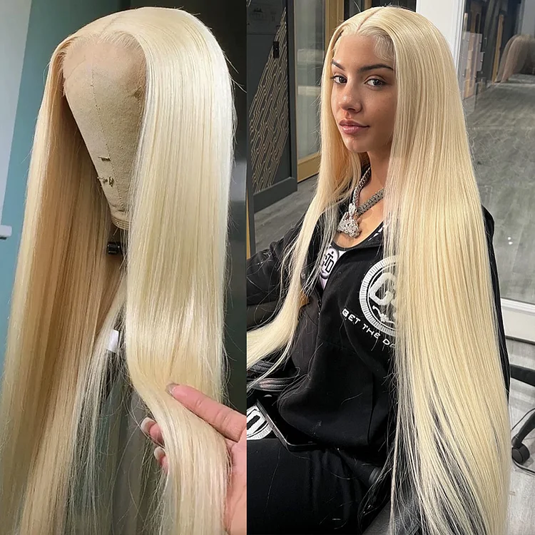 Only 22 In Stock - 613 Honey Blonde Bone Straight 13x6 Lace Front Human Hair Wig