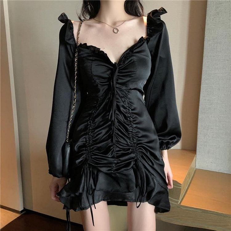 Black Harajuku Fish Tail Dress SP16390