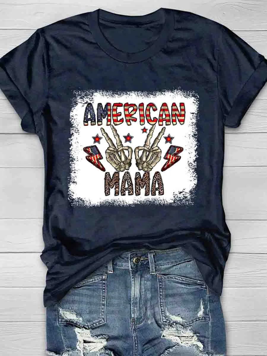American Mama Print Short Sleeve T-Shirt