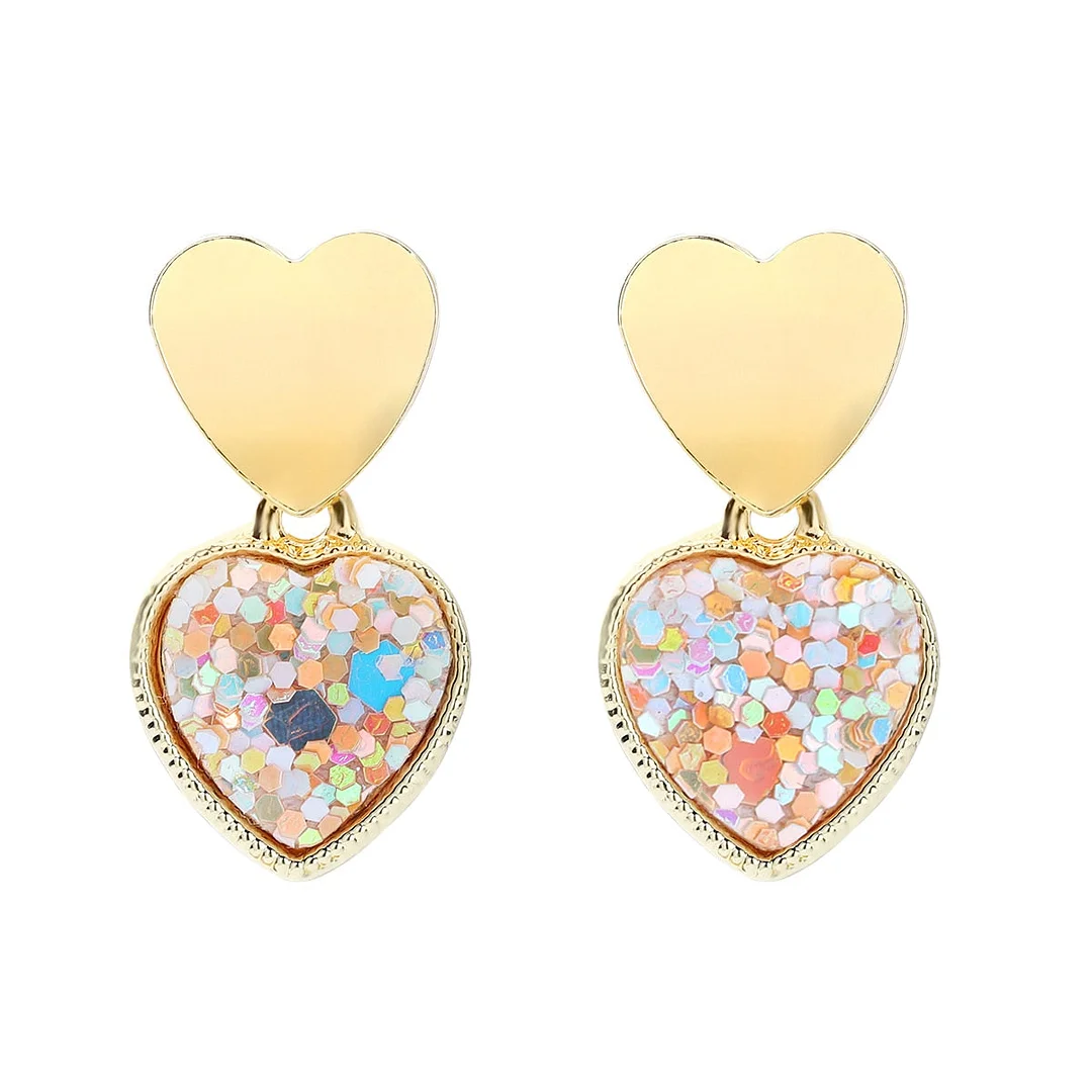 Dvacaman 2022 Valentine's Day Heart-Shaped Rhinestone Earrings For Women Shiny Statement Wedding Party Gift Crystal Drop Jewelry