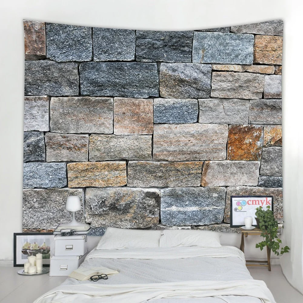 3D Printed Brick Stone Wall Tapestry Hanging Mandala Boho Psychedelic Hippie Tapestry Home Decoration Towel