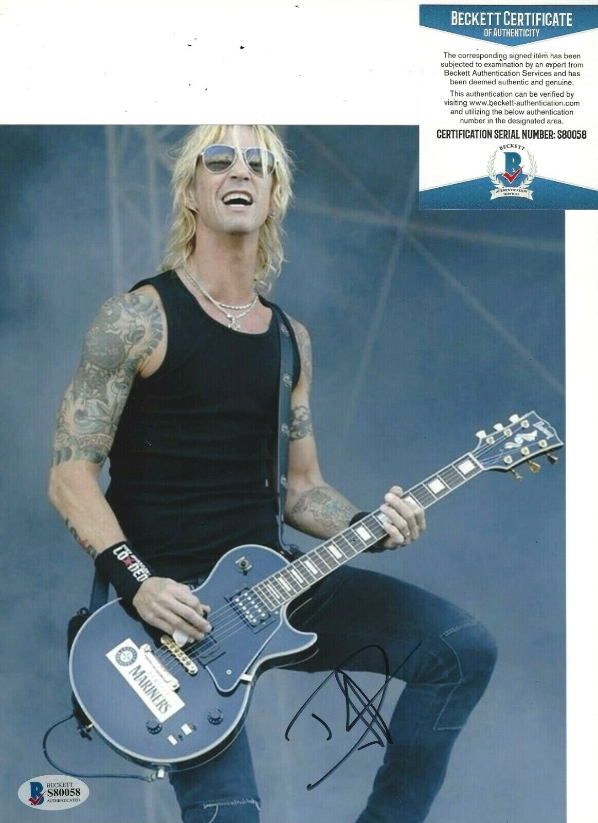 DUFF MCKAGAN SIGNED GUNS N' ROSES 8x10 Photo Poster painting BECKETT COA 1 BASS GUITAR BAND TOUR