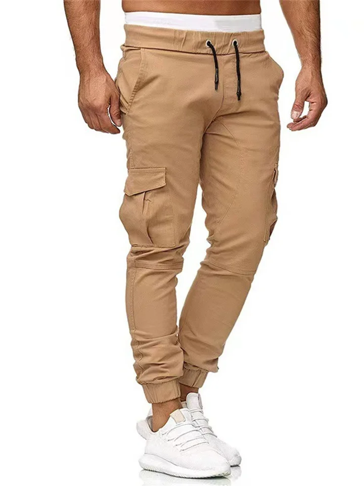 Men's Cargo Pants Cargo Trousers Joggers Trousers Drawstring Elastic Waist Multi Pocket Sports Outdoor Daily Wear Casual ArmyGreen Black
