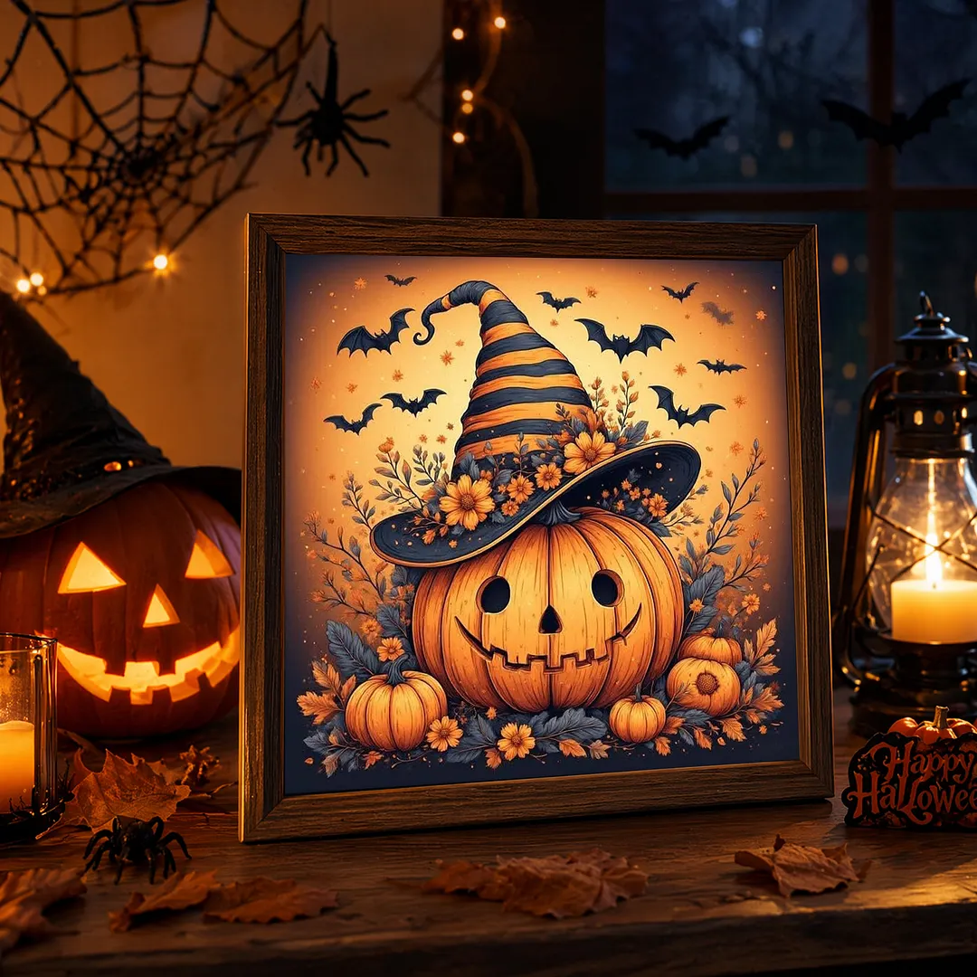 Halloween A Full DIY 5D Square Drill Diamond Dots Paintings Picture Arts Craft 13.78x13.78Inch Crystal Art Paint by Diamond Diamond Crystal Rhinestones Painting Kits for Adults Beginner Home Wall Deco