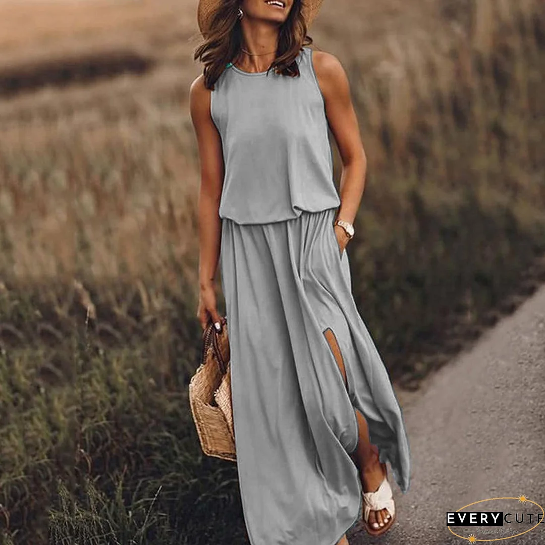 Relaxed white maxi dress
