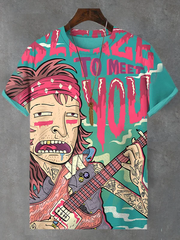 Men's Sleaze To Meet You Funny Art Print Casual T-Shirt