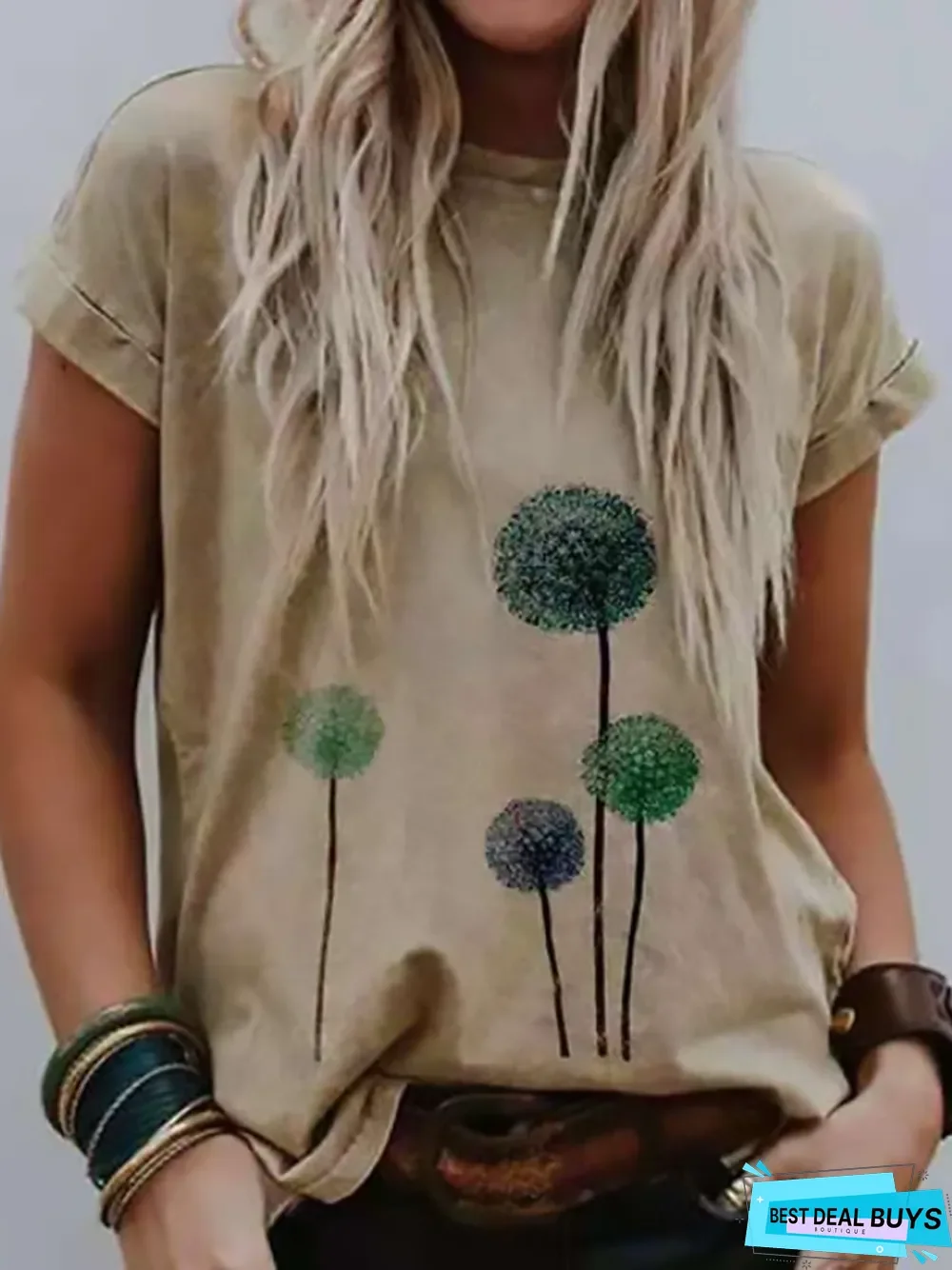 Summer Casual Bottoms Creative Printed Short-Sleeved T-Shirt Women's Wear