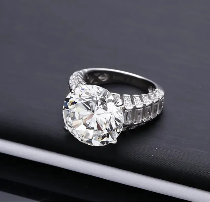 925 Sterling Silver Rich Woman's Happiness big carats ring  Engagement Women Rings Fine Jewelry 039