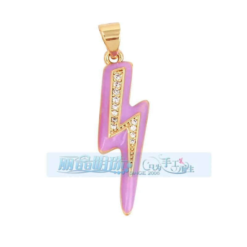 1 Piece 27*7.5mm 6*24mm Copper Lightning Pendant Jewelry Accessories