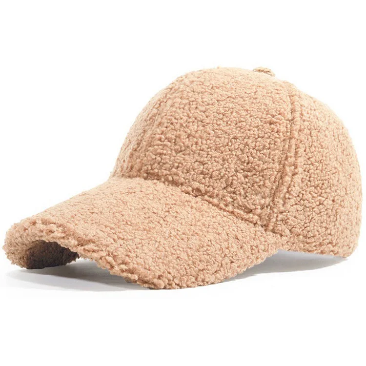JNKETWomen Lamb Wool Baseball Cap Winter Warm Caps Trucker Hat Outdoor Sports Sunhat Gorras Baseball Casquette
