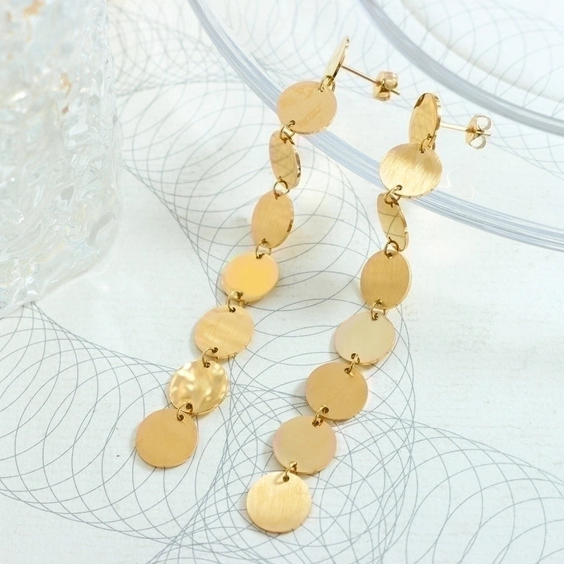 1 Pair Exaggerated Streetwear Round Plating 304 Stainless Steel 18K Gold Plated Drop Earrings
