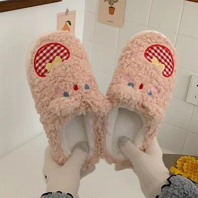 Women Kawaii Rabbit Slippers Fashion Fluffy Winter Warm Slipper Woman Cartoon Animals House Slippers Funny Shoes