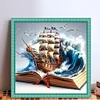 Sailboat In Book-11CT Stamped Cross Stitch 40*40cm/15.75*15.75in tapestrymarket