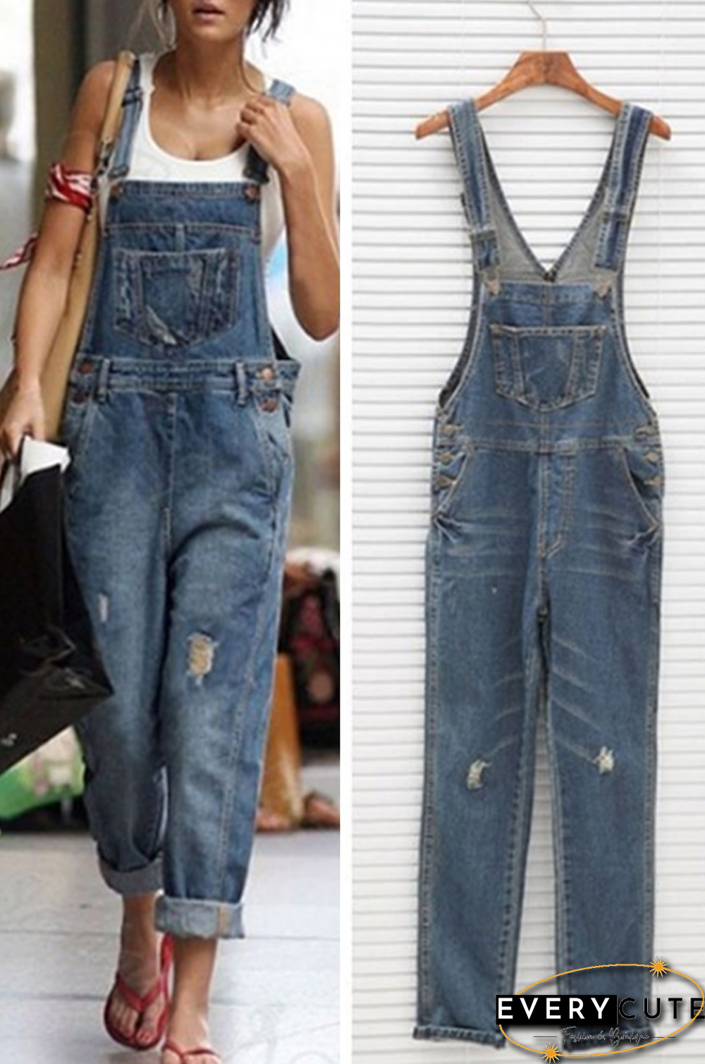 Casual Solid Split Joint Square Collar Harlan Jumpsuits