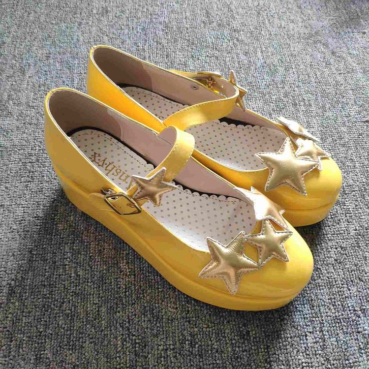 Yellow Card Captor Sakura Star Pattern Cosplay Shoes SP164889
