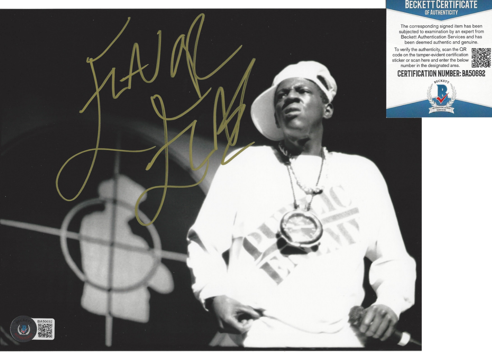 FLAVOR FLAV of PUBLIC ENEMY SIGNED 8x10 Photo Poster painting HIP HOP LEGEND 2 BECKETT COA BAS