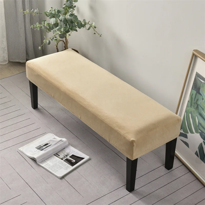 Sdrawing Bench Chair Cover Stretch Piano Stool Cover Long Ottoman Cover Solid Color Bench Slipcovers Changing Shoes Bedside Home