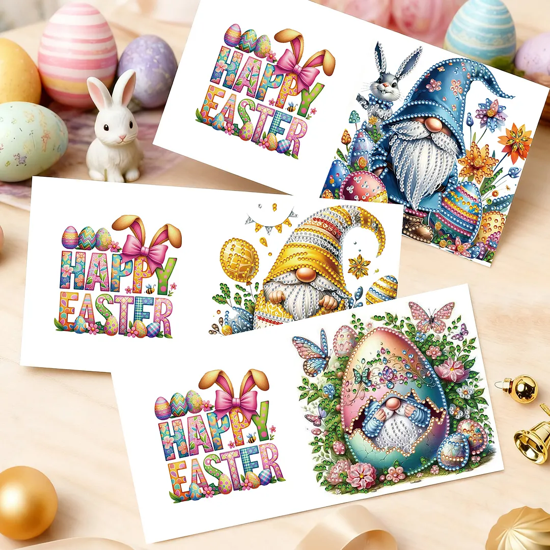 12PCS Easter Goblins DIY Rhinestone Diamond Art Mosaic Postcards with Envelopes Diamond Art Painting Greeting Card Kit for Birthdays Thanksgiving & Special Occasion (IHK110)
