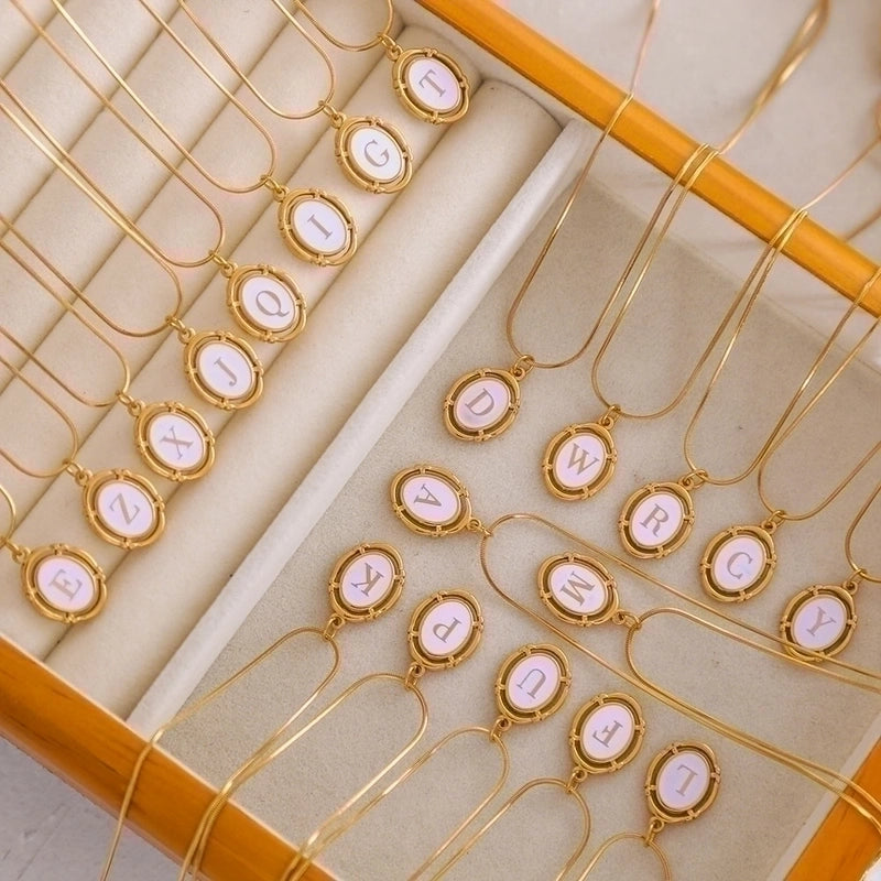 Stainless Steel Classic Style Stoving Varnish Plating Letter Pendant Necklace