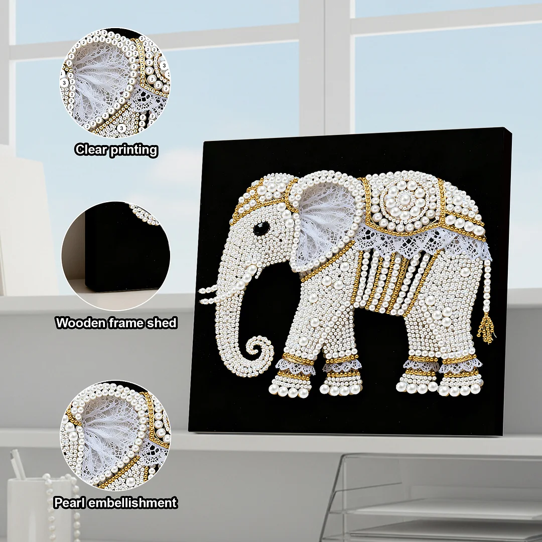 Elephant DIY Pearl Art Diamond Painting Kit for Adult Home Decor 25x25cm With Frame