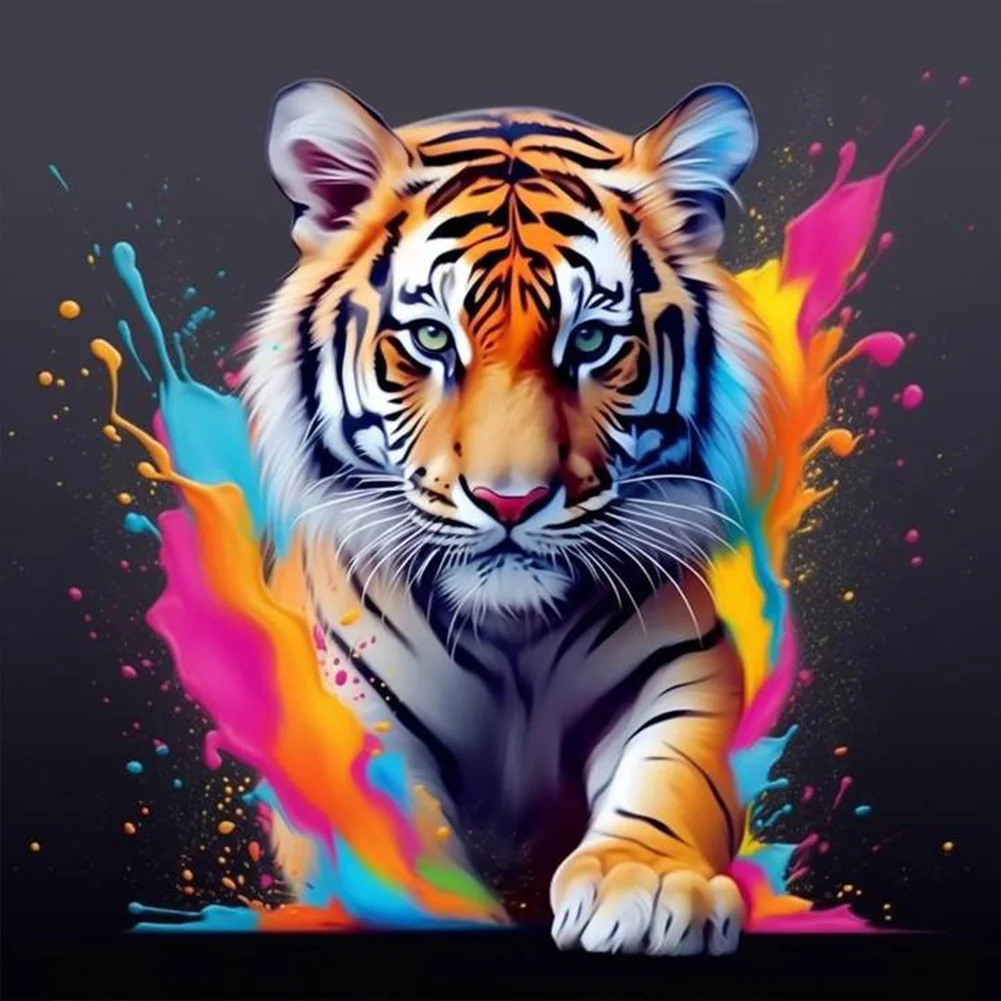 Diamond Painting - Full Round Drill - Colorful Tiger(Canvas|30*30cm)