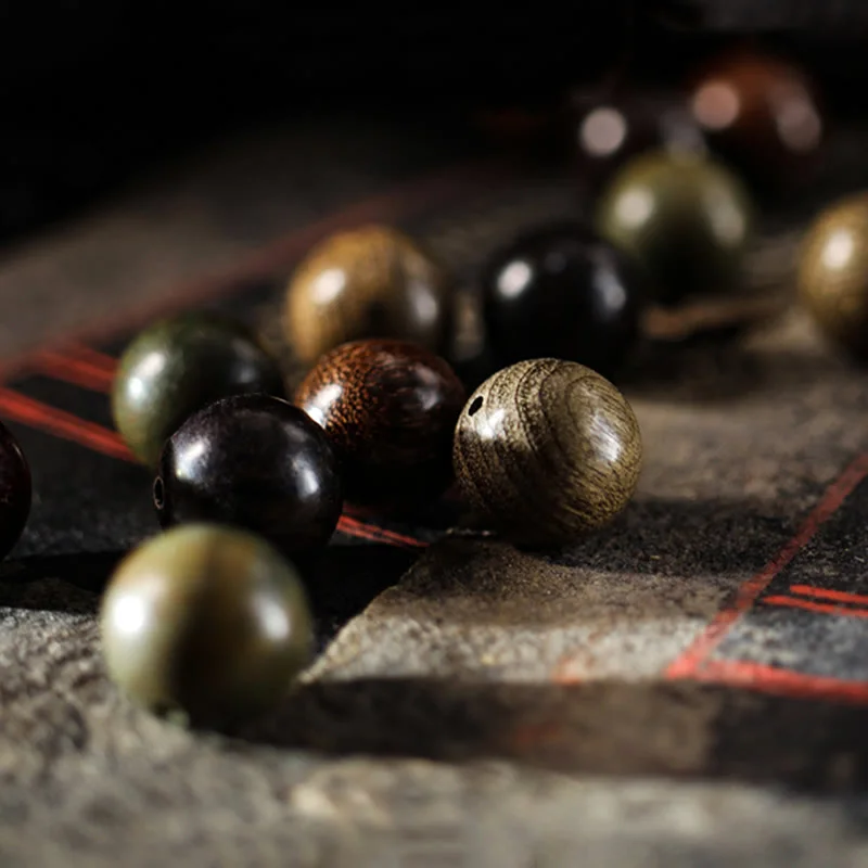 Green Sandalwood Small Leaf Red Sandalwood Buddha 999 Sterling Silver Bracelet