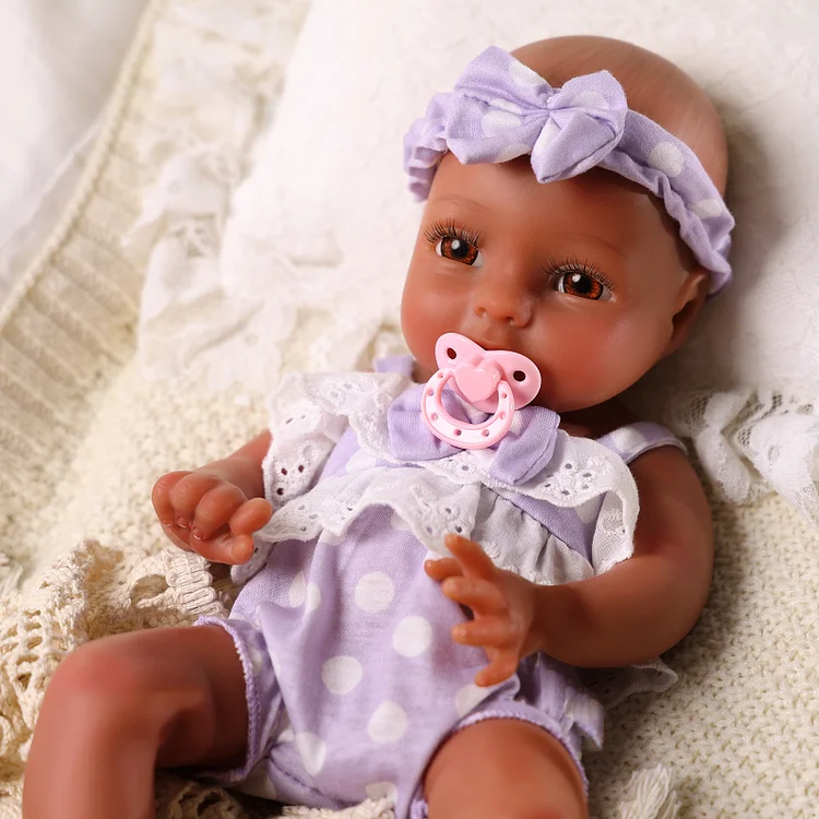 Babeside Terry 12" Realistic Silicone Smiling Baby African American Little Infant Girl Building Lovely Memories