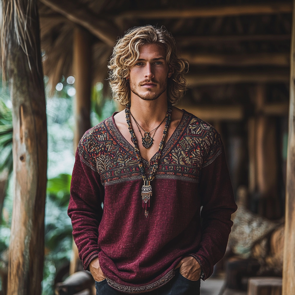 Men's Bohemian Linen Top-inspireuse