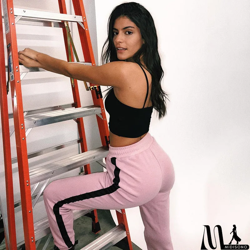 MidiSono - Summer Casual Fashion Multicolor Sweatpants Women High Waist Leisure Pants Trousers