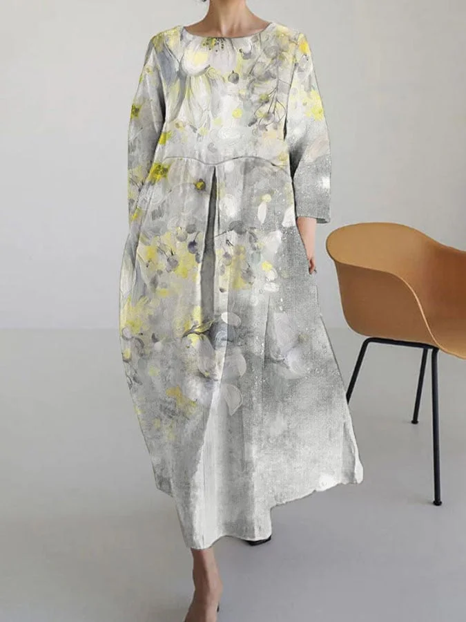 Women's Floral Print Casual 3/4 Sleeve Dress
