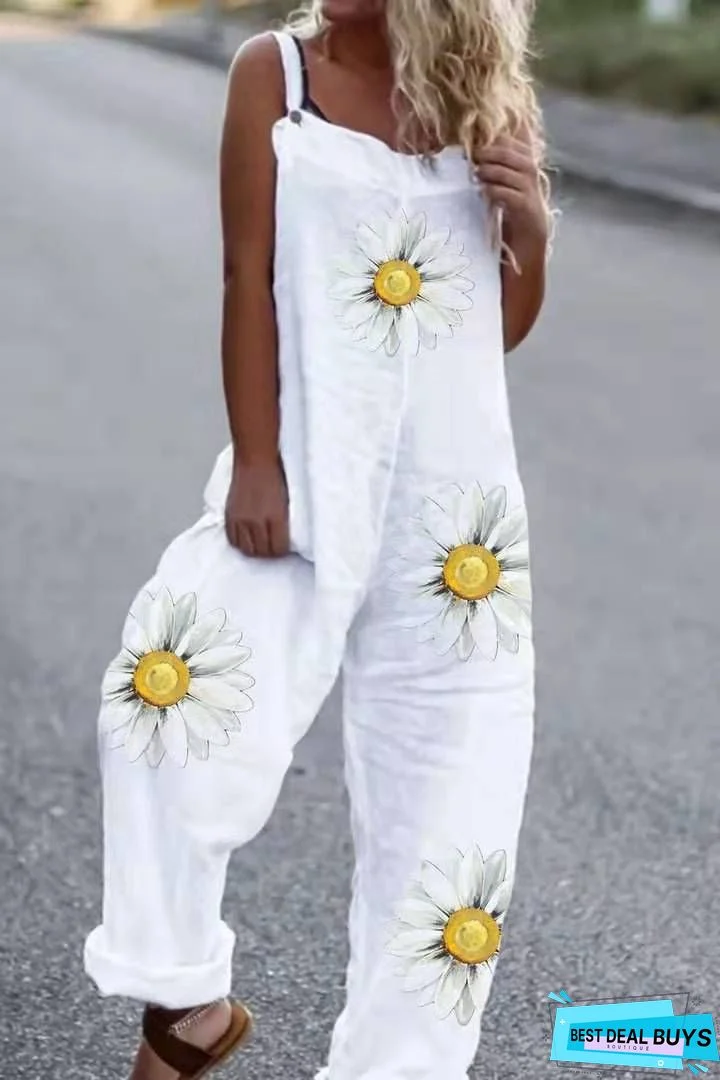 Ladies Floral Print Casual Long Jumpsuit