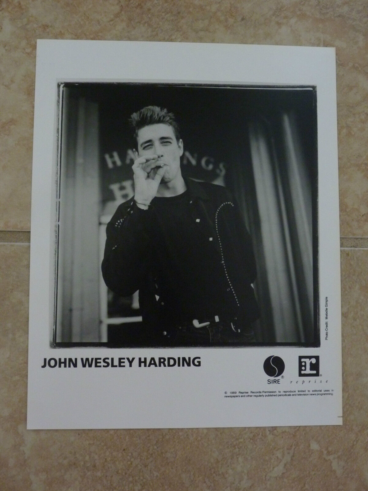 John Wesley Harding 1989 90's 8x10 B&W Publicity Picture Promo Photo Poster painting