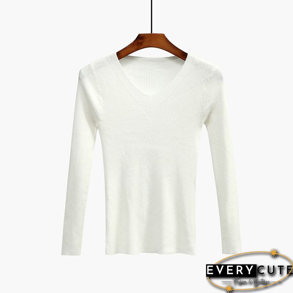 Christmas Gift V-Neck Women Sweater Slim Sexy Pullover New Autumn Winter Tops Women Knitted Pullovers Long Sleeve Shirt Female Brand