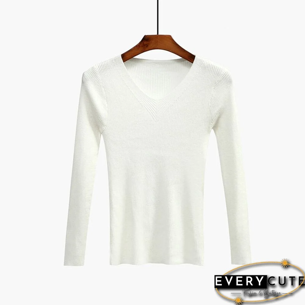 Christmas Gift V-Neck Women Sweater Slim Sexy Pullover New Autumn Winter Tops Women Knitted Pullovers Long Sleeve Shirt Female Brand