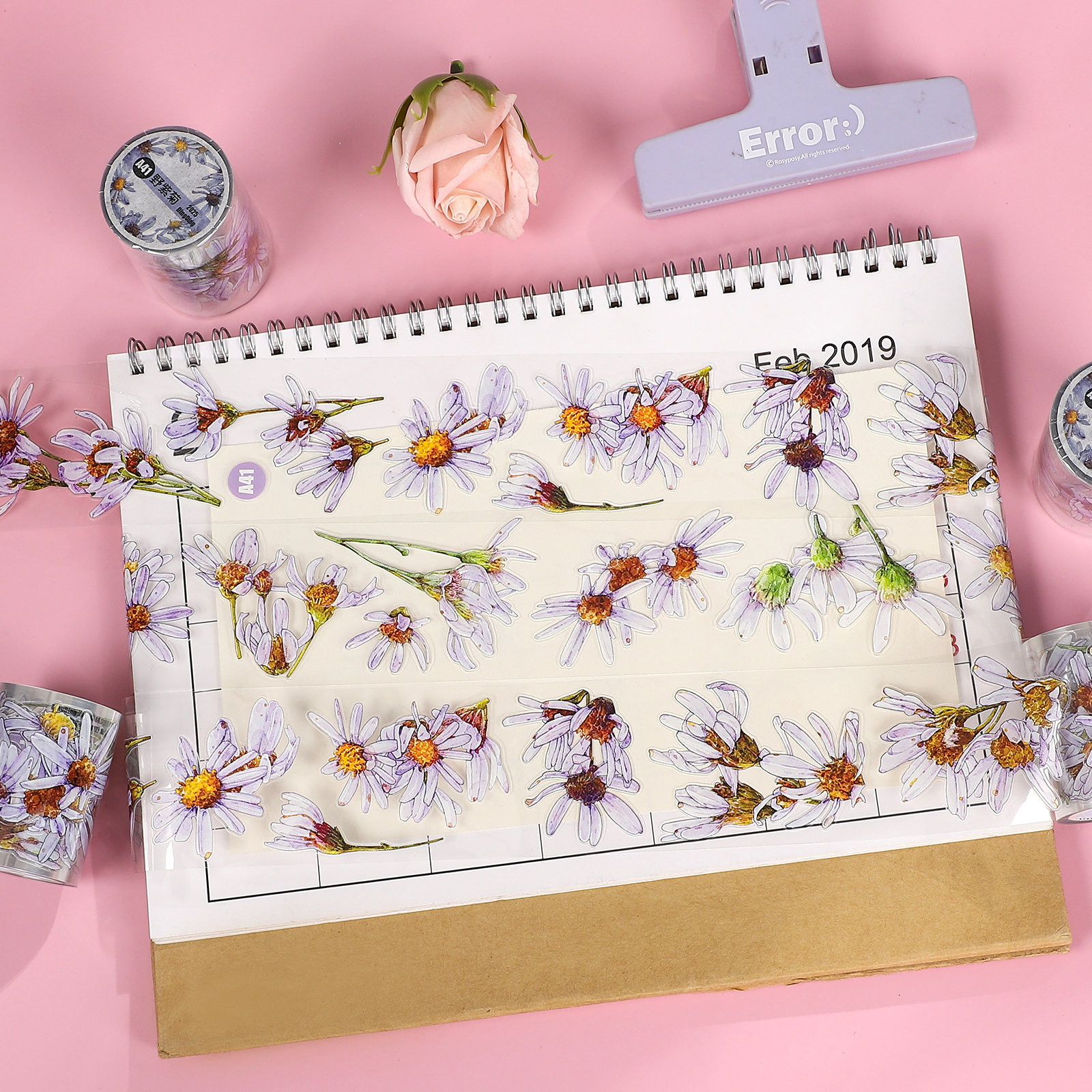 PET 테이프 - 50mm*500cm 딩딩 빈티지 국화꽃