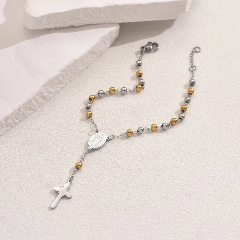 Hip-Hop Vintage Style Punk Cross 201 Stainless Steel Bracelets In Bulk