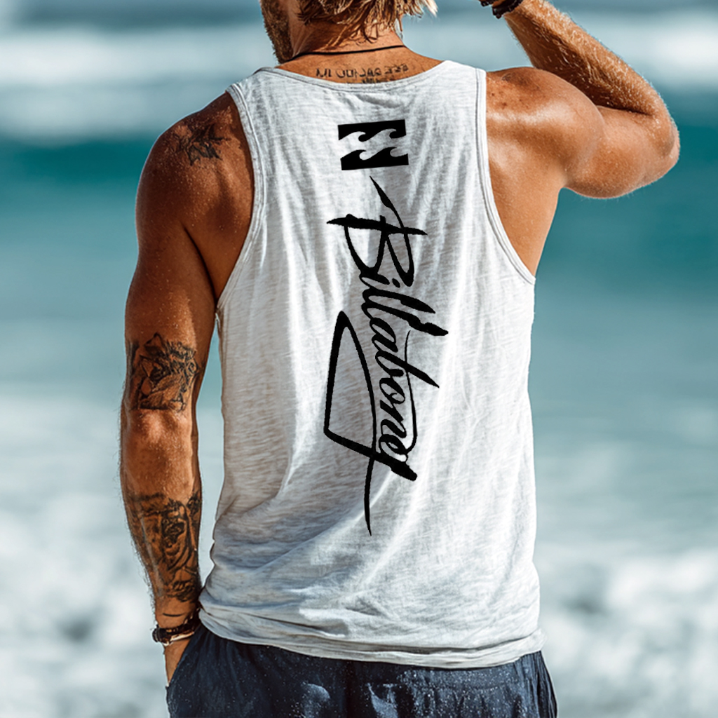 Men's Retro Surf Vacation Loose Printed Vest / TECHWEAR CLUB / Techwear