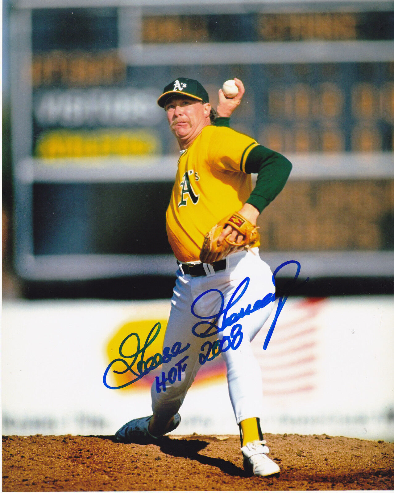 GOOSE GOSSAGE OAKLAND A'S HOF 2008 ACTION SIGNED 8x10