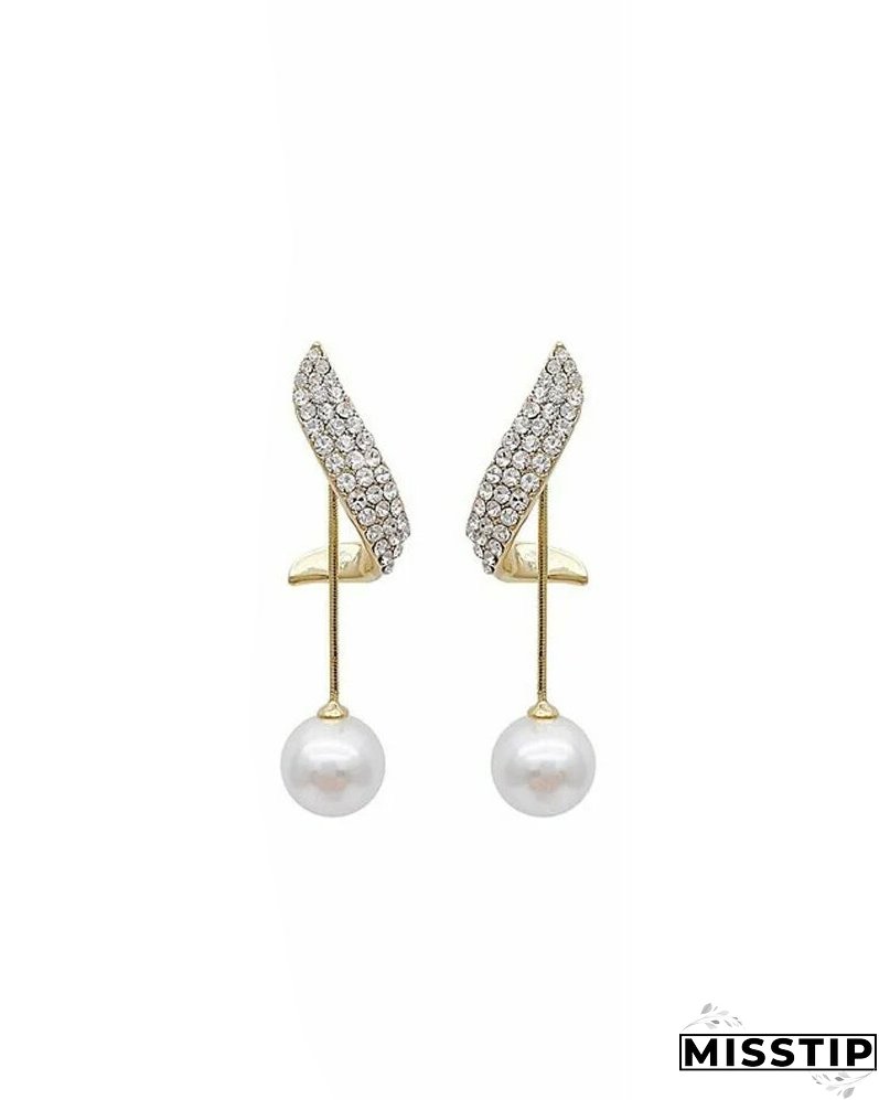 Rhinestone Freshwater Pearl Earrings